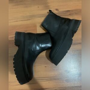 Black Leather Combat Boots 38EU